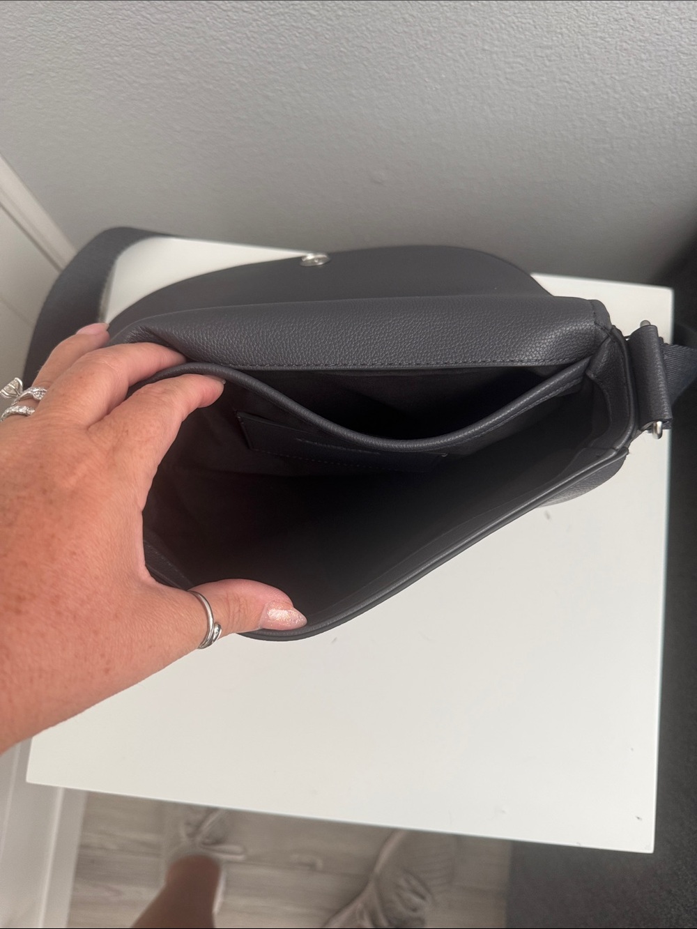 Calvin Klein Charcoal Gray Saddle Crossbody Bag - Picture 2 of 3